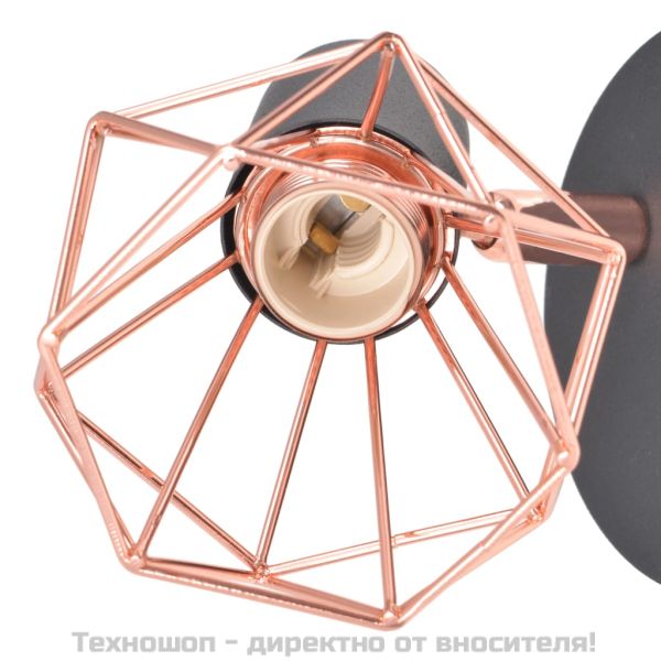 Аплик за стена, 2 бр, E14, черно и мед