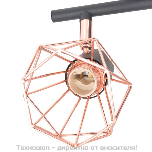 Лампа за таван с 4 спота, E14, черно и мед