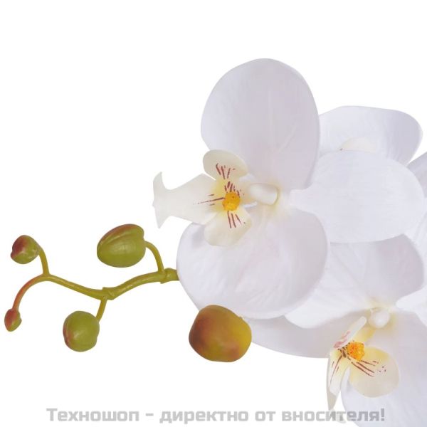 Изкуствена орхидея със саксия 75 см бяла