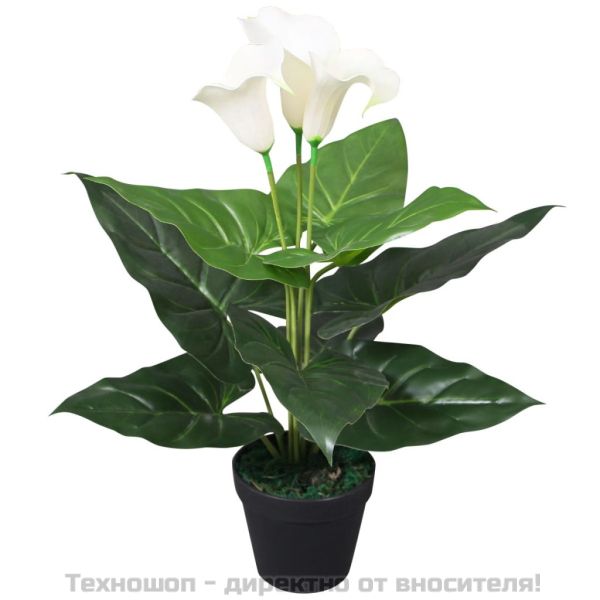 Изкуствено растение кала със саксия, 45 см, бяло