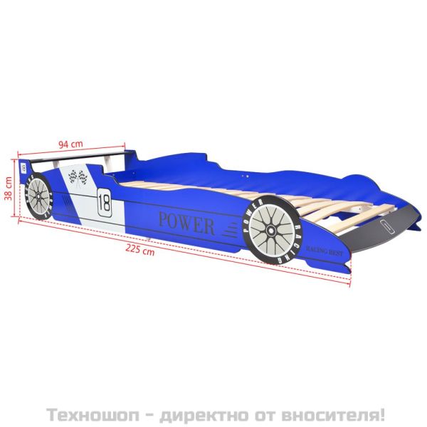 Детско легло “състезателна кола“, 90x200 cм, синьо