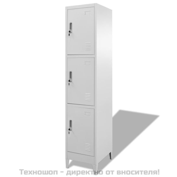 Заключващ се шкаф с 3 отделения, 38x45x180 cм