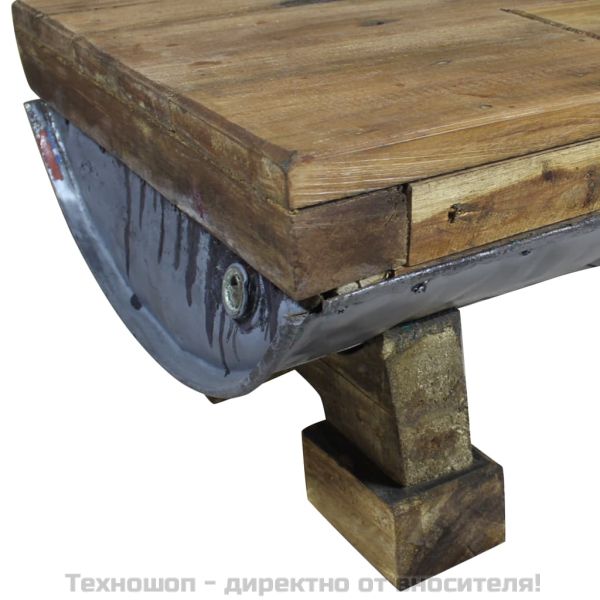 Маса за кафе, смесена регенерирана дървесина, 90x50x35 cм