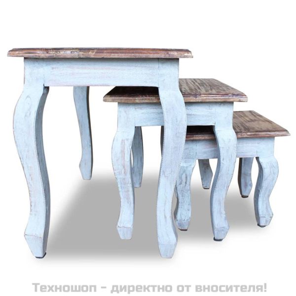 Комплект 3 стифиращи масички, махагоново дърво масив