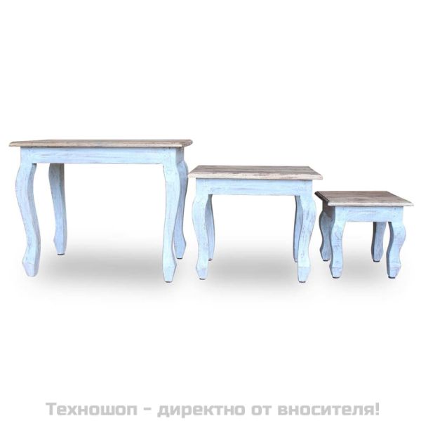 Комплект 3 стифиращи масички, махагоново дърво масив