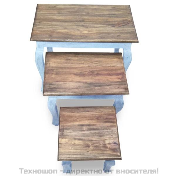 Комплект 3 стифиращи масички, махагоново дърво масив