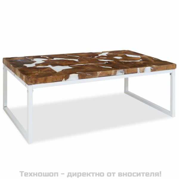 Маса за кафе, тиково дърво, смола, 110x60x40 cм