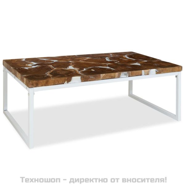 Маса за кафе, тиково дърво, смола, 110x60x40 cм