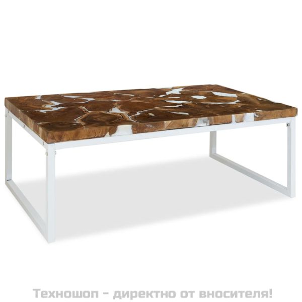 Маса за кафе, тиково дърво, смола, 110x60x40 cм