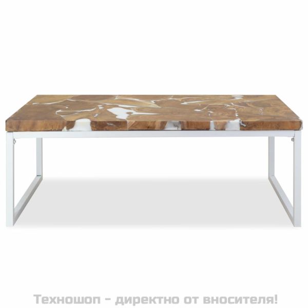 Маса за кафе, тиково дърво, смола, 110x60x40 cм