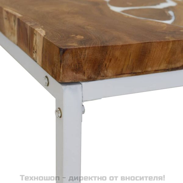 Маса за кафе, тиково дърво, смола, 110x60x40 cм