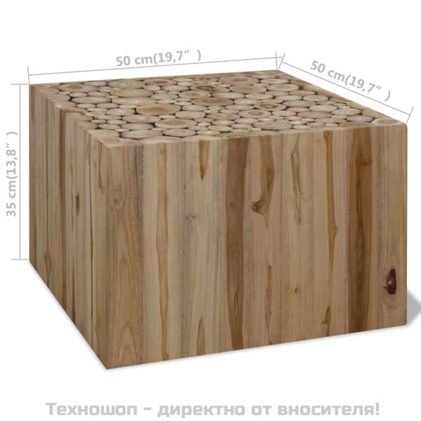 Кафе маса, естествен тик, 50x50x35 cм