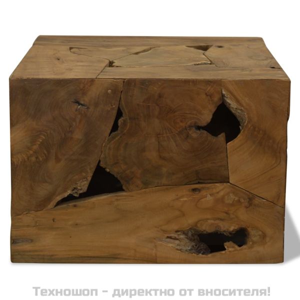 Маса за кафе, 50x50x35 см, естествена тикова дървесина, кафява