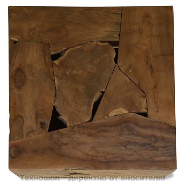 Маса за кафе, 50x50x35 см, естествена тикова дървесина, кафява