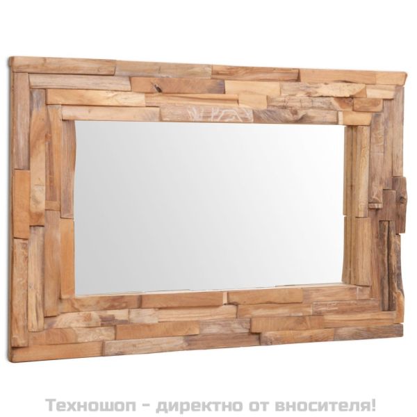 Декоративно огледало, тиково дърво, 90x60 см, правоъгълно