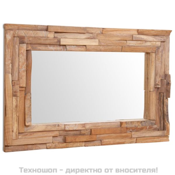 Декоративно огледало, тиково дърво, 90x60 см, правоъгълно