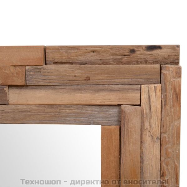 Декоративно огледало, тиково дърво, 90x60 см, правоъгълно