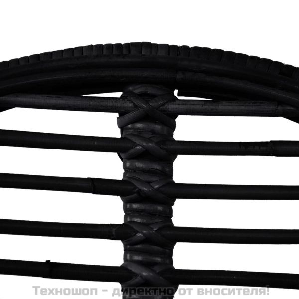 Трапезни столове, 2 бр, черни, естествен ратан