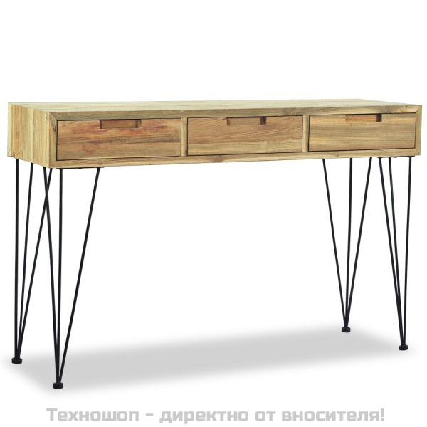 Конзолна маса, 120x35x76 cм, тик масив