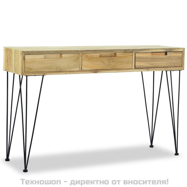 Конзолна маса, 120x35x76 cм, тик масив