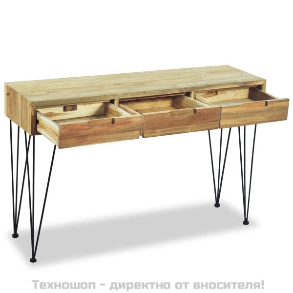 Конзолна маса, 120x35x76 cм, тик масив