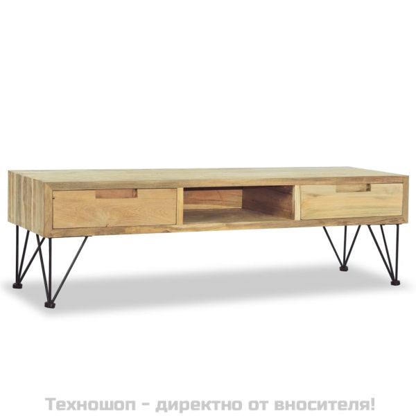 ТВ шкаф, тиково дърво масив, 120x35x35 cм