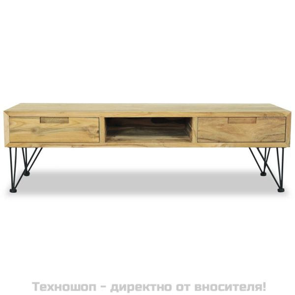 ТВ шкаф, тиково дърво масив, 120x35x35 cм