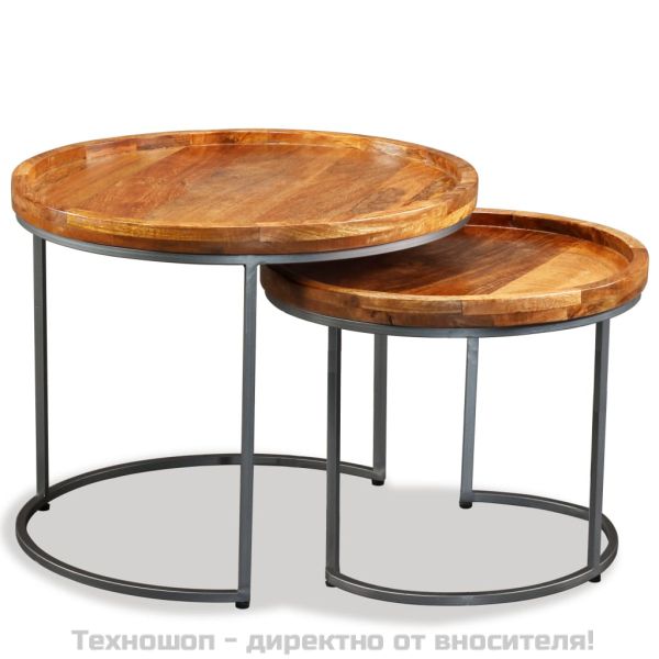 Комплект от 2 масички, мангово дърво масив