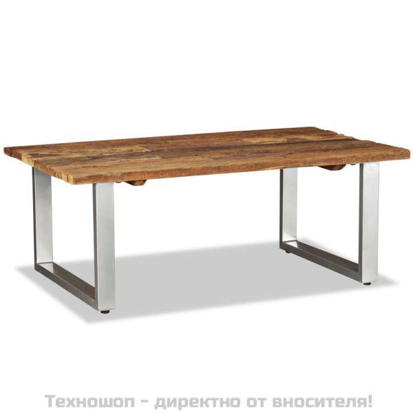 Маса за кафе, регенерирано дърво масив, 100x60x38 cм