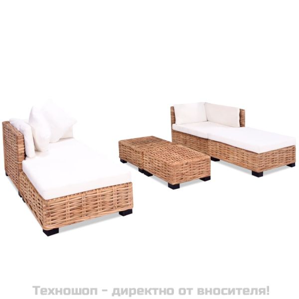 Комплект мека мебел, 16 части, естествен ратан