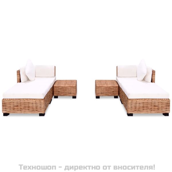 Комплект мека мебел, 16 части, естествен ратан