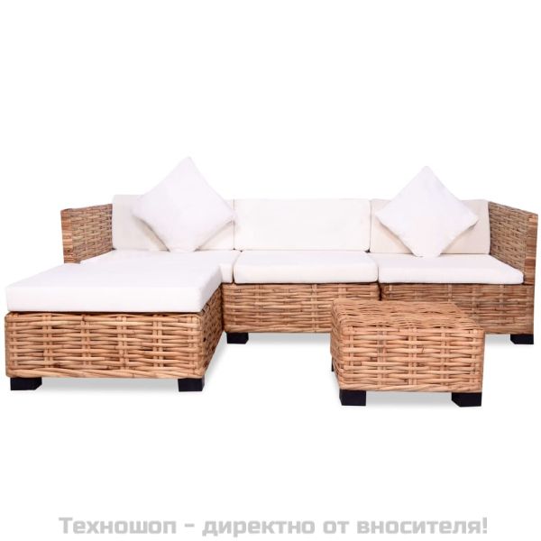 Комплект мека мебел, 14 части, естествен ратан