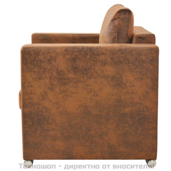 Фотьойл, кафяв, 82x73x82 см, изкуствена велур