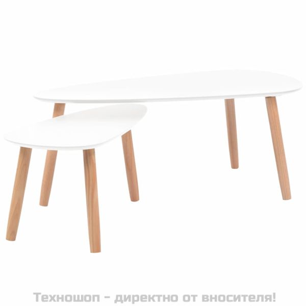 Комплект кафе маси, 2 части, иглолистна дървесина масив, бял