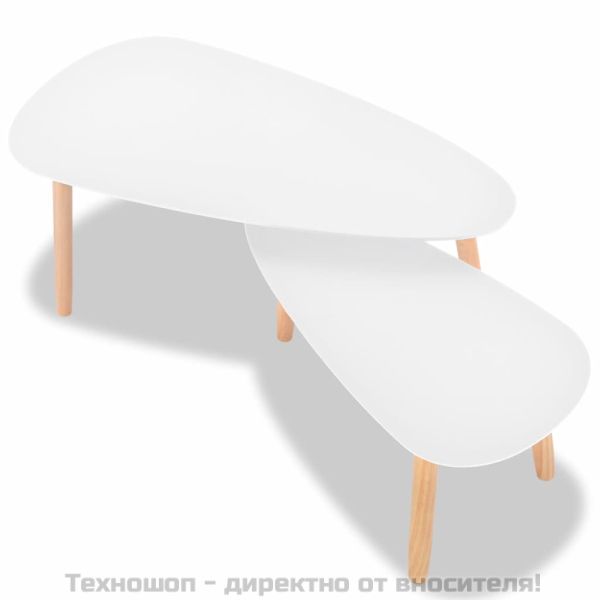 Комплект кафе маси, 2 части, иглолистна дървесина масив, бял