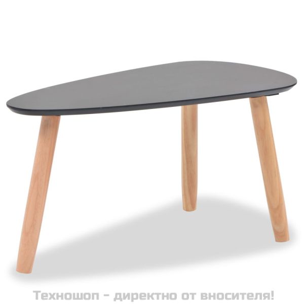 Комплект кафе маси, 2 части, иглолистна дървесина масив, черен