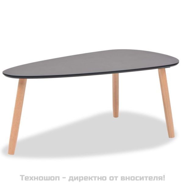 Комплект кафе маси, 2 части, иглолистна дървесина масив, черен