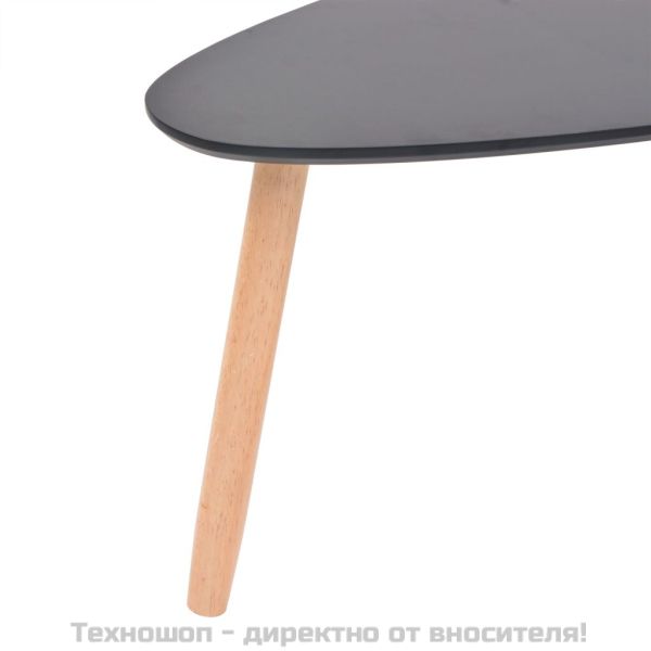 Комплект кафе маси, 2 части, иглолистна дървесина масив, черен