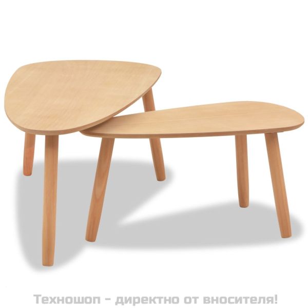 Комплект кафе маси, 2 части, иглолистна дървесина масив, кафяв