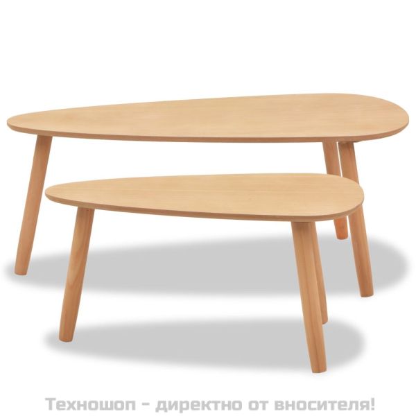 Комплект кафе маси, 2 части, иглолистна дървесина масив, кафяв