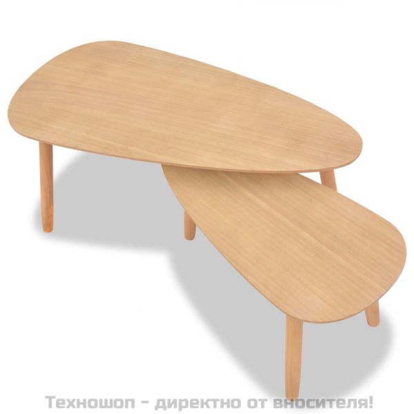 Комплект кафе маси, 2 части, иглолистна дървесина масив, кафяв