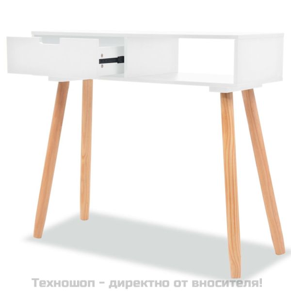 Конзолна маса, иглолистна дървесина масив, 80x30x72 cм, бяла