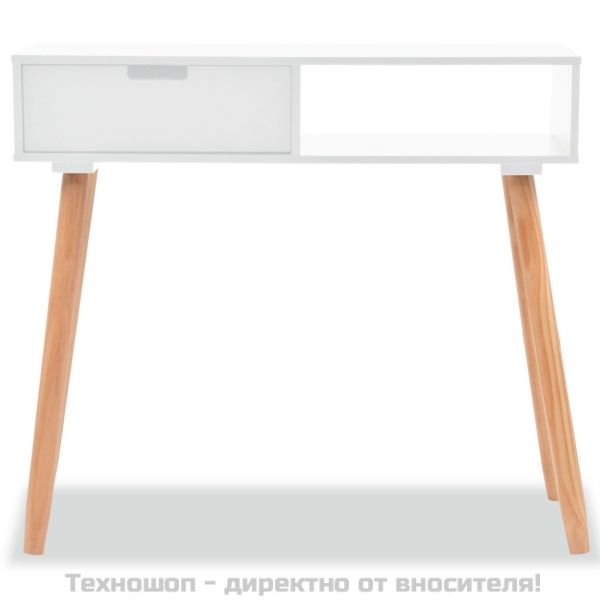 Конзолна маса, иглолистна дървесина масив, 80x30x72 cм, бяла