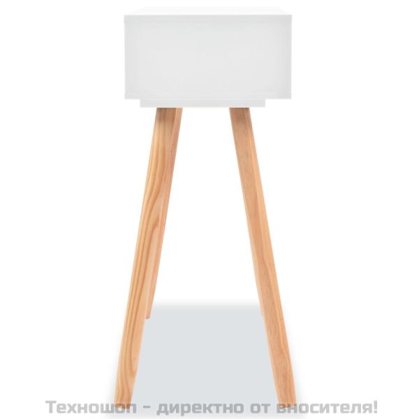Конзолна маса, иглолистна дървесина масив, 80x30x72 cм, бяла