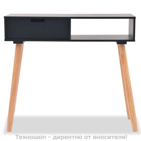 Конзолна маса, иглолистна дървесина масив, 80x30x72 cм, черна