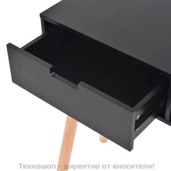 Конзолна маса, иглолистна дървесина масив, 80x30x72 cм, черна