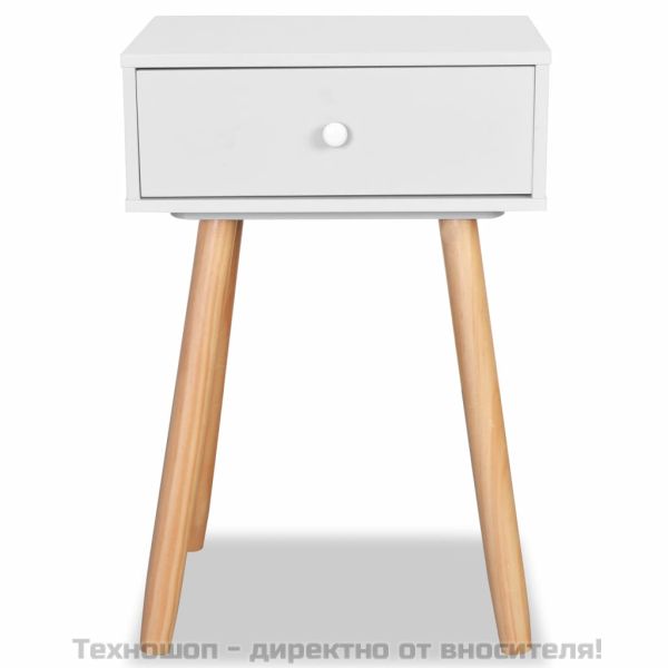 Нощни масички, 2 бр, иглолистен масив, 40x30x61 см, бели