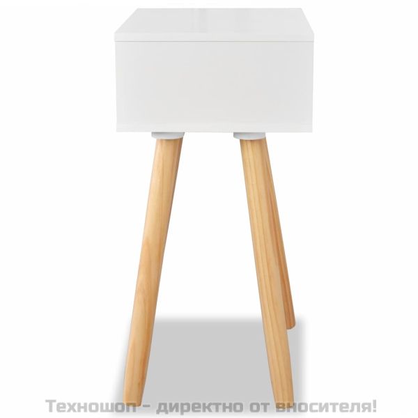 Нощни масички, 2 бр, иглолистен масив, 40x30x61 см, бели