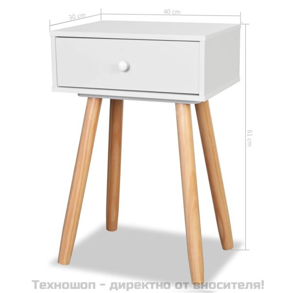 Нощни масички, 2 бр, иглолистен масив, 40x30x61 см, бели
