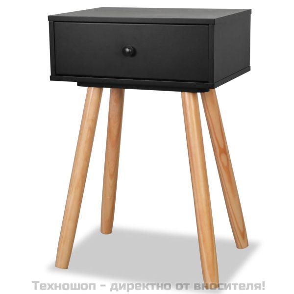 Нощни масички, 2 бр, иглолистен масив, 40x30x61 см, черни